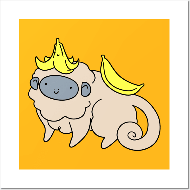 Fluffy Banana Monkey Wall Art by saradaboru